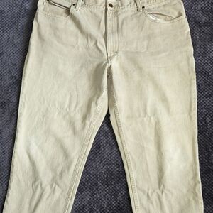 L.L. Bean Men’s Relaxed Fit Tan Denim Jeans 42x29 100% Cotton Workwear Khaki